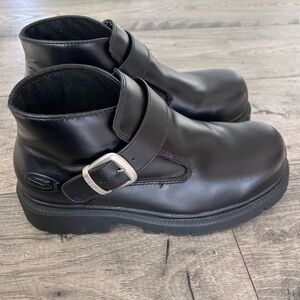 Sketchers Chunky Platform Leather Black Shoe Boots Y2K Vintage Rare Size 9